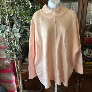 NEW J Jill Mock Neck Knit Sweater Pullover Rosewater Pink Cotton Blend NWT Sz 2X